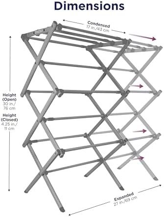 BLACK+DECKER Space Saving 3-Tier Expandable Clothes Drying Rack, Foldable - Image 2