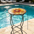 14" Outdoor Side Table, Rust Proof Small Metal Side Table - Image 3