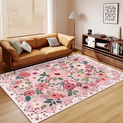 DUKINO 6x9 Area Rugs, Floral Washable Rug - Image 4