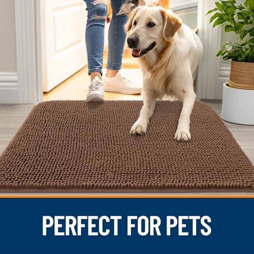 OLANLY Dog Door Mat for Muddy Paws 54x24, Super Absorbent Chenille Mud Mat - Image 6