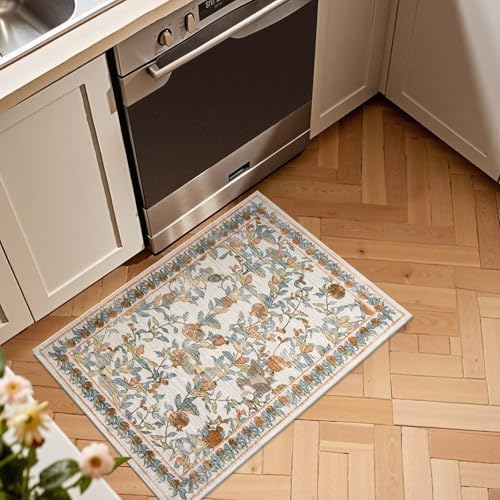 jinchan 2x3 Floral Vintage Washable Accent Entryway Rug - Image 3