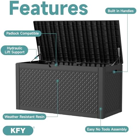 101 Gallon Waterproof Outdoor Storage Box, UV Resistant Resin Deck Box - Image 3