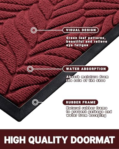 Yimobra Leaf Pattern Door Mat, 36 x 24 in - Image 4