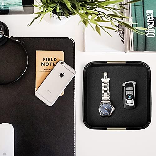 SANZIE Leather Tray Desktop Storage, Trinket Catchall Tray - Image 2