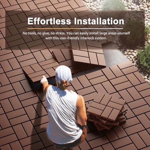 EchoDeck Interlocking Deck Tiles, 9 Pack Deck Tiles Interlocking Outdoor All - Image 2