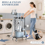 Broom Holder Cleaning Cart, Cleaning Supplies Organizer Adjustable - Image 4