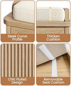 Akxomel 39.4" Fluted Shoe Storage Bench 2 Doors Wooden Entryway Bench Oak - Image 4