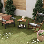 Outdoor Side Table with Storage 2-Tier Patio End Tables Wood - Image 7