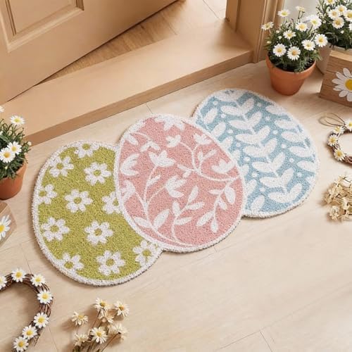 Tinideya Easter Welcome Doormat Easter Eggs Non Slip Coir Door Mat by Tinideya