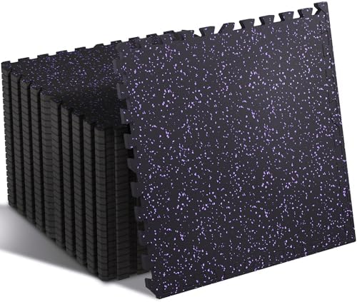 SUPERJARE 0.4'' Thick 24 Pcs 96 Sq Ft Rubber Top Exercise Equipment Mats by SUPERJARE
