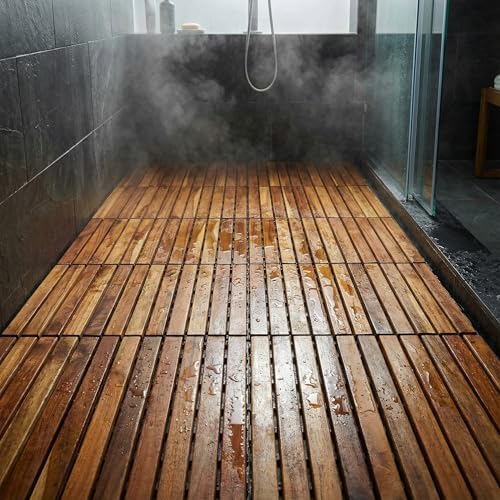 Bare Decor EZ-Floor Interlocking Flooring Tiles in Solid Teak Wood Oiled Finish - Image 6