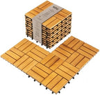 Idzo Set of 10 Premium Teak Deck Tiles, Snap-Lock Teak Shower Tile by Idzo
