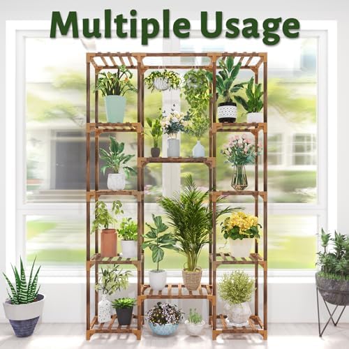 Uneedem Plant Stand Indoor Outdoor, 12 Tiered Plant Shelf Wood Plant Rack - Image 5
