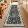Dark Washable Long Runners for Hallways, Entryway Indoor Rug, Non Slip Rubber by HazoHaus
