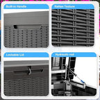PatioZen 320 Gallon Large Resin Deck Box, Lockable Outdoor Storage Box - Image 3