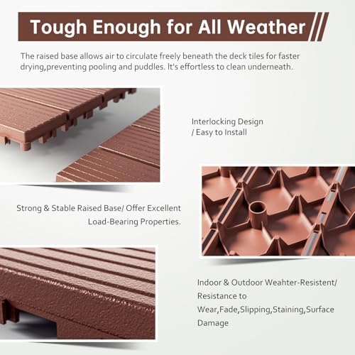 EchoDeck Interlocking Deck Tiles, 44 Pack Deck Tiles Interlocking Outdoor All - Image 4