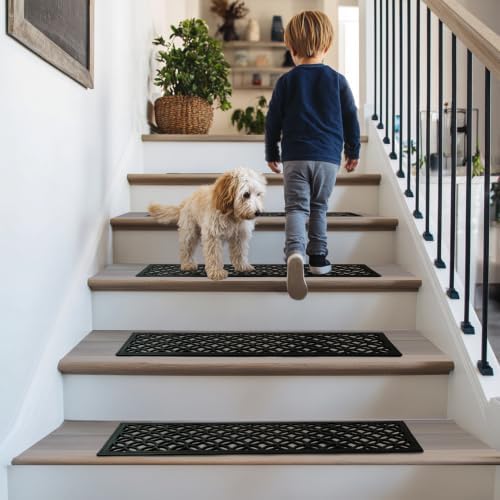 Stair Treads — 4 Pack 10x30 inch Lattice Links Rubber Stair Mats - Image 2