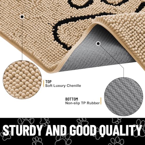 Smiry Dog Door Mat for Muddy Paws, Absorbent Dirt Trapper Non Slip Quick Dry - Image 4