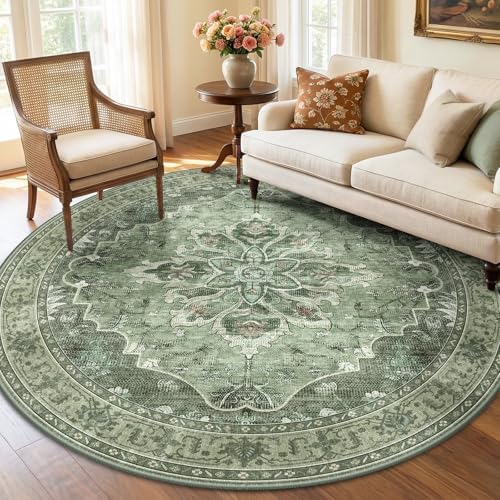 RELEANY Washable Area Rug, Round 6ft by RELEANY