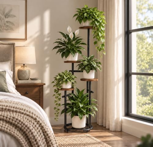 TOSKING 5-Tier Round Wood Corner Plant Stand Indoor - Image 2