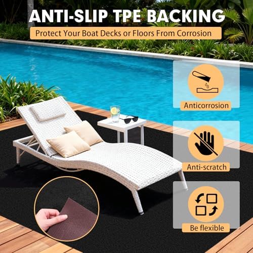 Grefinity Marine Carpet, 5 FT x 10 FT Black Indoor Outdoor Carpet - Image 5