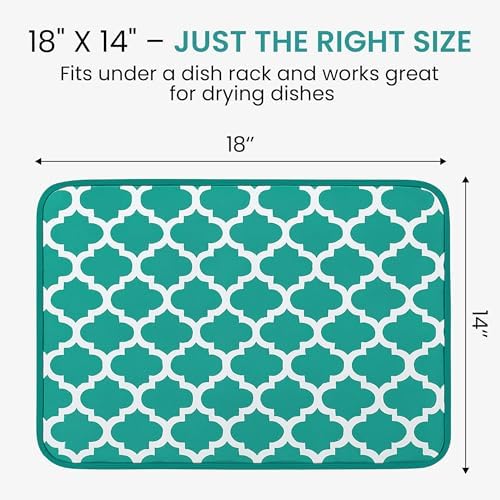 Dish Drying Mat for Kitchen Counter, Large 18 x 14 Absorbent Microfiber Pad - Image 5