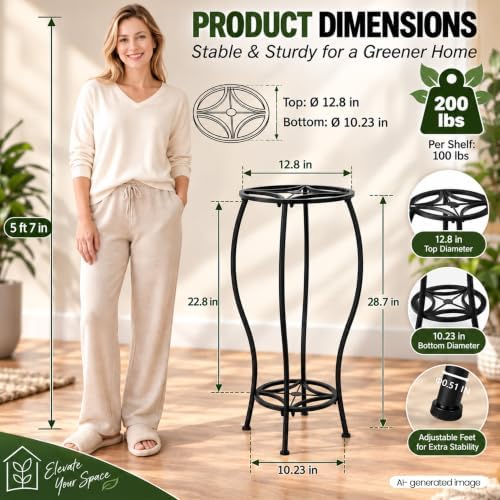 TOSKING 2-Tier Tall Metal Plant Stand, Indoor Outdoor - Image 3