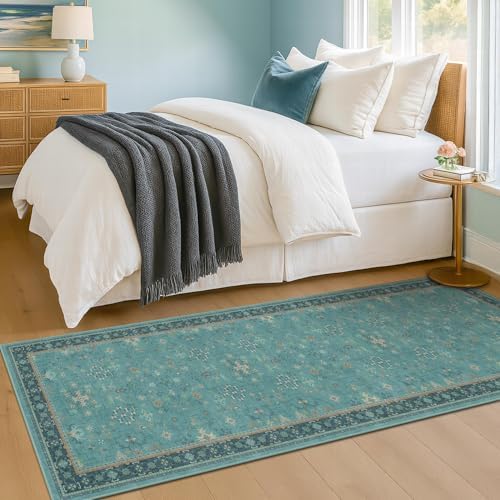 Teal Boho 2x5 Non Slip Small Kitchen Rug Runner - Image 3