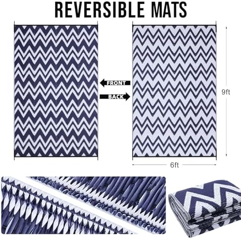 OLANLY Outdoor Rug 6x9 ft Waterproof Reversible Chevron Mat - Image 2