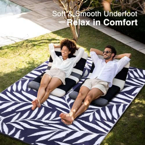 OLANLY Outdoor Rug 6x9 ft Waterproof Reversible Leaf Mat - Image 5