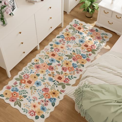 DUKINO 2x6 Runner Rug, Floral Washable Rug - Image 3