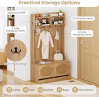Giantex 4-In-1 Hall Tree with Bench and Shoe Storage, Entryway Bench with Coat - Image 4