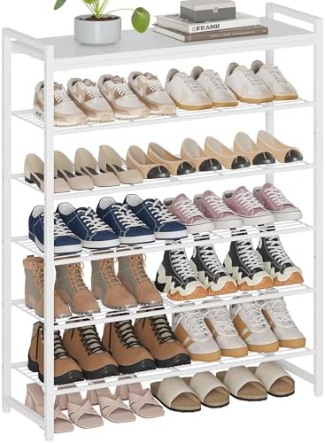 6 Tier Shoe Rack Organizer for 24-30 Pairs, Tall Metal Shoe Storage Shelf by Unknown