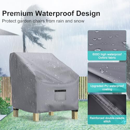 2 Pack Outdoor Patio Chair Covers Waterproof 29"Wx30"Dx36"H - Image 4