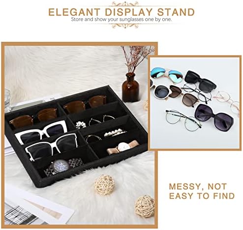 Emibele Glasses Organizer Jewelry Tray, 8 Grids Velvet Tray Watch Storage - Image 2