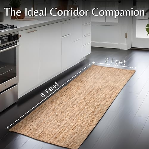 Hausattire Jute Braided Woven Kitchen Runner 2x6 Feet - Image 2
