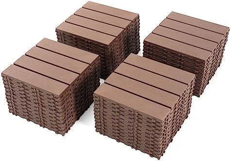 Plastic Interlocking Deck Tiles, 44 Pack Outdoor Patio Flooring, All Weather - Image 2