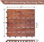 PrimeZone 54 PCS Solid Acacia Wood Interlocking Patio Deck Tiles Outdoor - Image 2