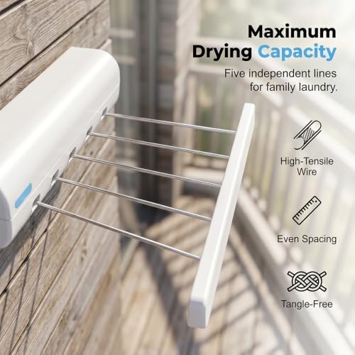 Retractable Multi-Line Clothesline Dryer, Automatic 4/5 Ropes Telescopic Indoor - Image 2