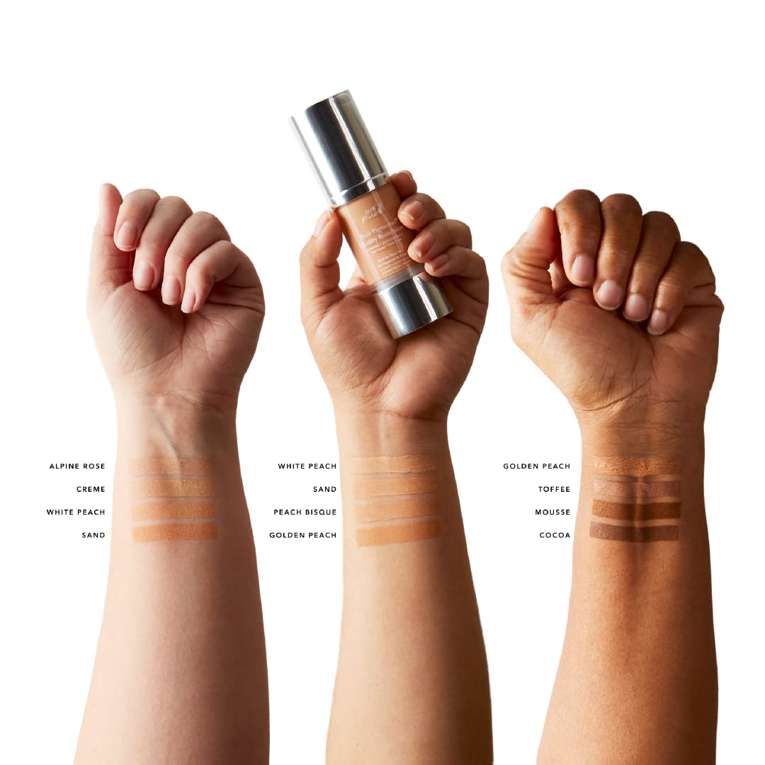 100% PURE Healthy Foundation Full Face Coverage Makeup, Liquid Matte Finish with Anti-Aging Benefits - Vegan - Gorgeous Fruit Pigmented Creme Color - (Fair with Warm Undertones) - 1 Fl Oz