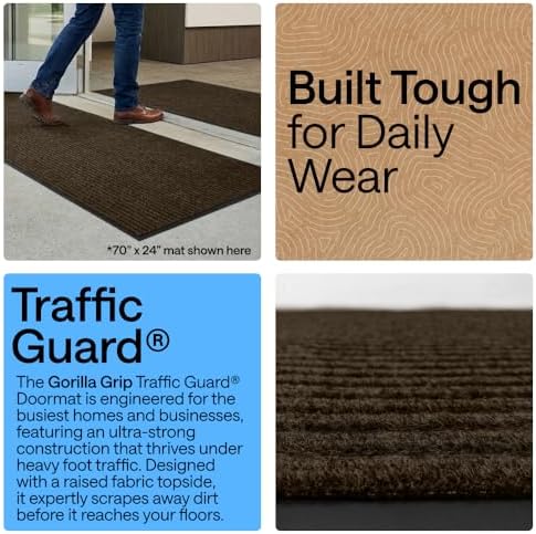 GORILLA GRIP Traffic Guard Indoor Outdoor Heavy Duty Door Mat, 60x36 Brown - Image 3