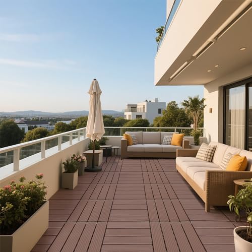 44 Pack Interlocking Deck Tiles, All-Weather Outdoor Deck Tiles - Image 5