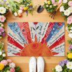 Boho Sun Floral Front Door Mat Non-Slip Welcome Doormat, 17x29 in - Image 2