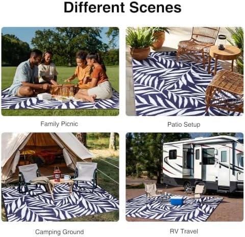 OLANLY Outdoor Rug 6x9 ft Waterproof Reversible Leaf Mat - Image 7