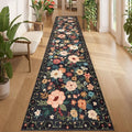 DUKINO 2.6x12 Kitchen Runner Rug, Floral Non Slip Long Washable Rug by DUKINO