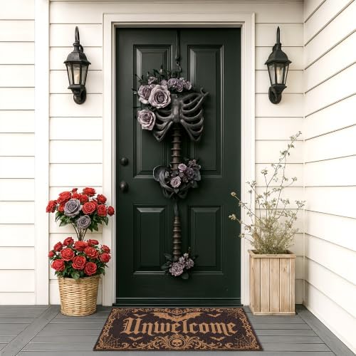 Halloween Front Door Mat Gothic Bat Skull Doormat - Image 6