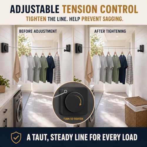 Retractable Clothesline Indoor & Outdoo, Non-Sagging Heavy-Duty Stainless Steel - Image 6