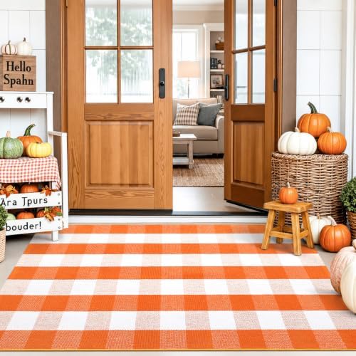 OLANLY Fall Door Mat, Buffalo Plaid Rug - Image 4