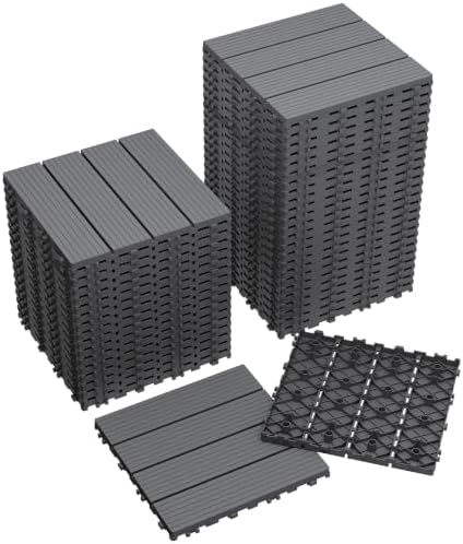 Devoko Plastic Interlocking Deck Tiles, 44 Pack Patio Flooring Tiles by DEVOKO