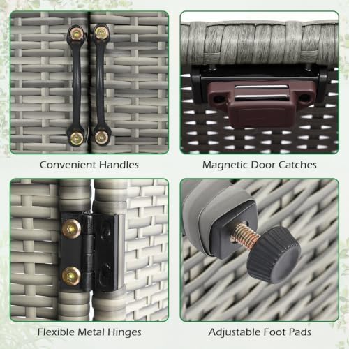 Tangkula Rattan Outdoor Storage Cabinet, Patiojoy Outdoor Cabinet - Image 6